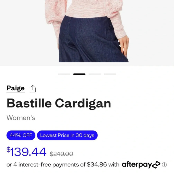 Paige Bastille cardigan in Bubblegum bishop sleeve knit button down size M - Picture 4 of 16
